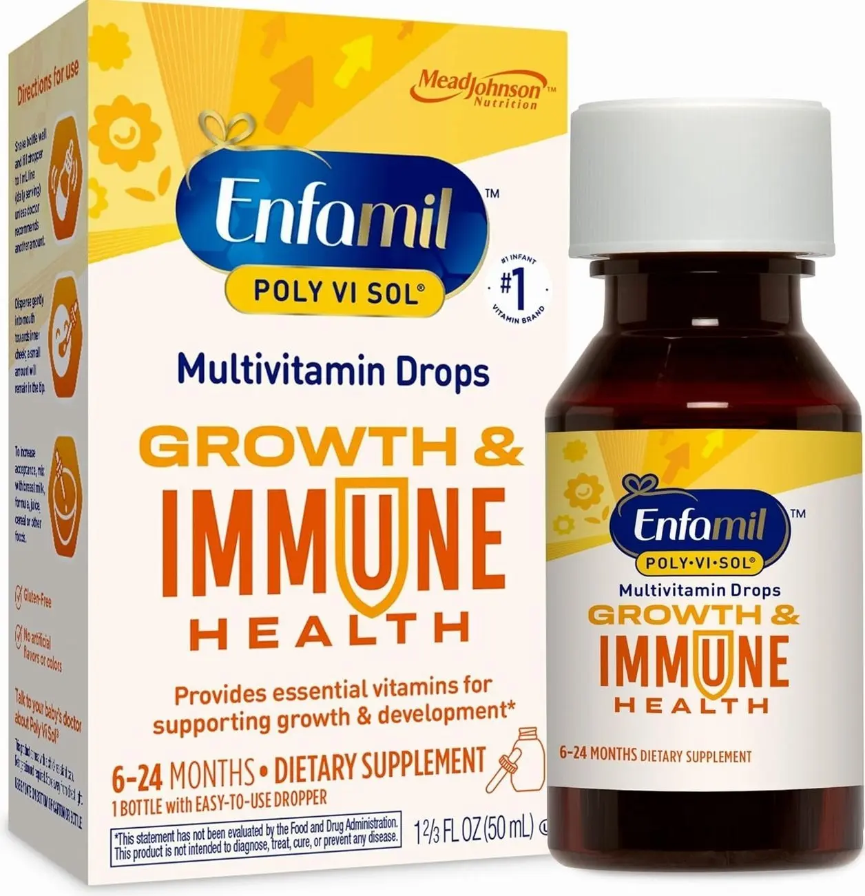 Enfamil Poly-Vi-Sol Liquid Multivitamin Supplement for Infants and Toddlers, 50 mL dropper bottle