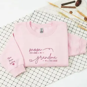 Embroidered Sweatshirt From Mom to Grandma With Kids Names – Mom Gift Mother's Day, Birthday, Christmas, Nana Sweatshirt, Mama Gammy Mimi Meme Nanny