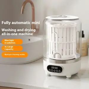 Fully automatic mini washing/drying combined machine, with a 3-liter capacity, blue light sterilization for protecting personal hygiene, multiple cleaning modes, and a stable bottom drainage pipe/suction cup that does not shake