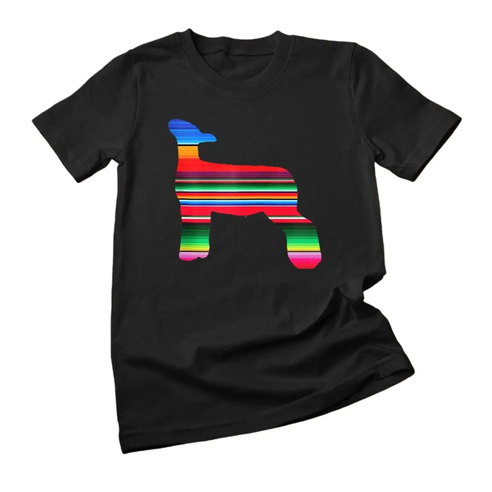 Women's Boho Llama Graphic T-Shirt with Serape Print, Casual 100% Cotton Round Neck Shortsleeve Top, Tshirt, Breathable, Fit, Loose, Stripe, Unisex, Crew Neck