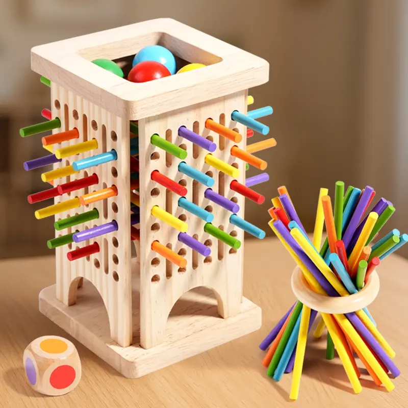 Steam Education Wooden Tabletop Stacking Block Game Set, Multiplayer Family Interactive Balance Challenge Toy, Tower Stack Game, Perfect Gift for Birthdays & Holidays