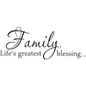 Family Life's Greatest Blessing Vinyl Wall Decal, Removable Stickers for Home Art Decor, Inspirational Quote Saying for Living Room, Bedroom, 22 x 8.3