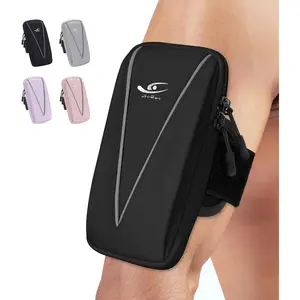 Cell Phone Holder Arm Bag & Wrist Bag for Phone,  Running Armband for Gym & Cycling, Compatible with  16/16Pro/Plus/15/14  Galaxy All Phones, Reflective & Adjustable (Black)