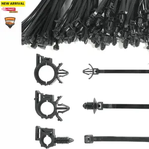 150pcs Automotive Wiring,Car Accessories Universal Push Mount Cable Zip Tie Engine Bay Self Locking Straps,Nylon Self Locking Straps with Car Wire Loom Routing Clips,Fit for Cars Boat Trailer