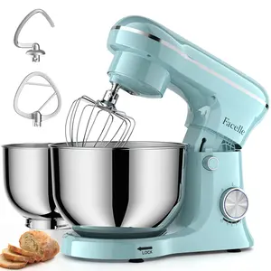 FACELLE Tilt-Head Stand Mixer | 5QT+6QT Stainless Steel Bowls | 10 Speeds + Dishwasher-Safe Attachments | Mom’s Perfect Gift