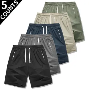 5-Piece Men's Sport Shorts Set Featuring Adjustable Drawstrings and Secure Side Zipper Pockets for Ultimate Gym Performance and Casual Street Style