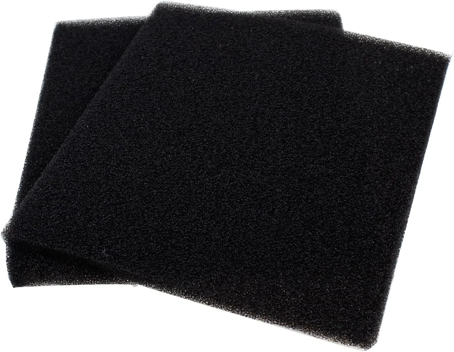 Aquarium Bio Sponge Filter Media Pads, 2-Pack Cut-to-Size Open Cell Foam Sheets for Fish Tank Sumps, 9" x 9" x 0.5" Black