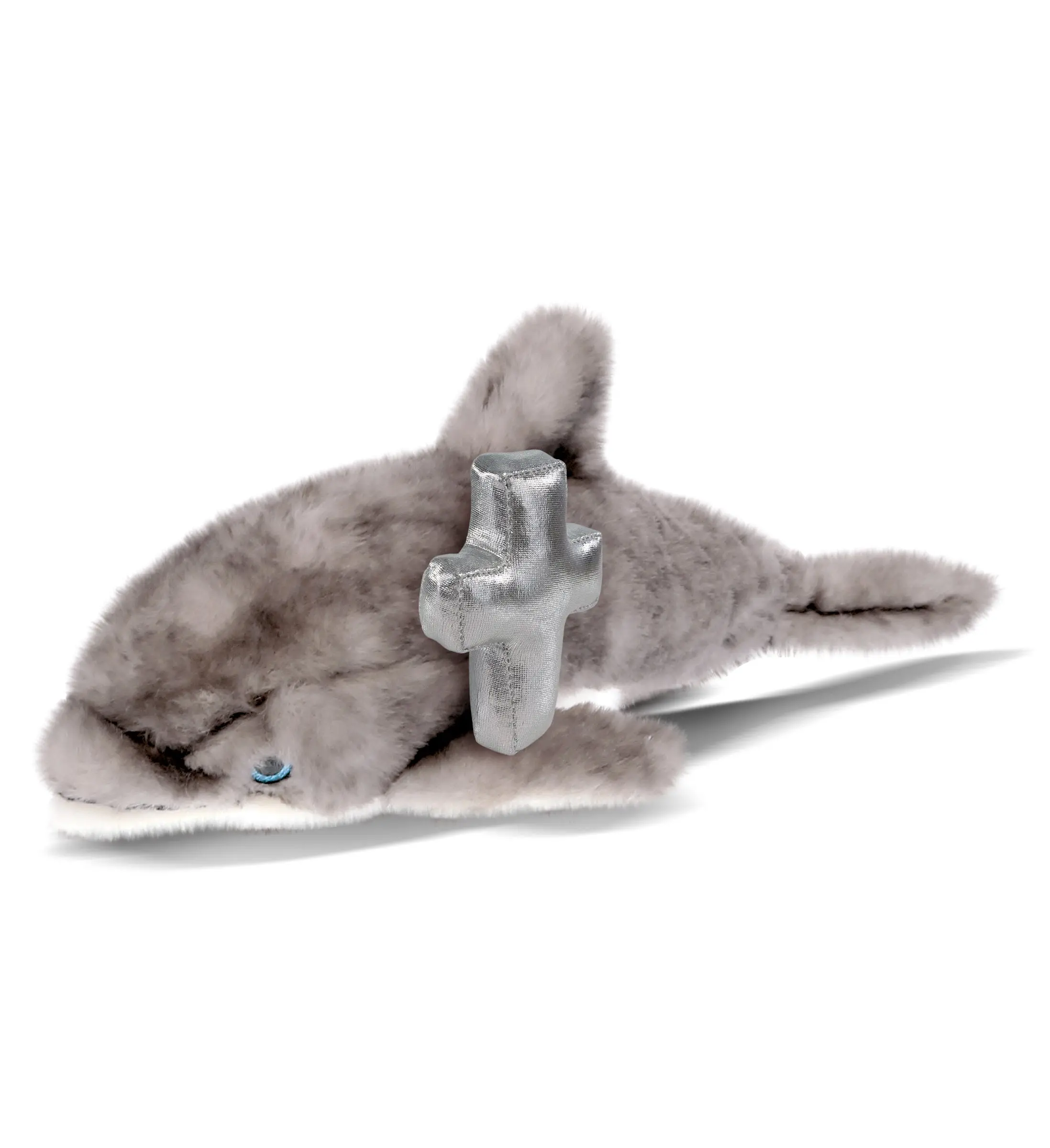 PLUSH CROSS - SUPER SOFT PLUSH - GREY DOLPHIN 12.5 INCH