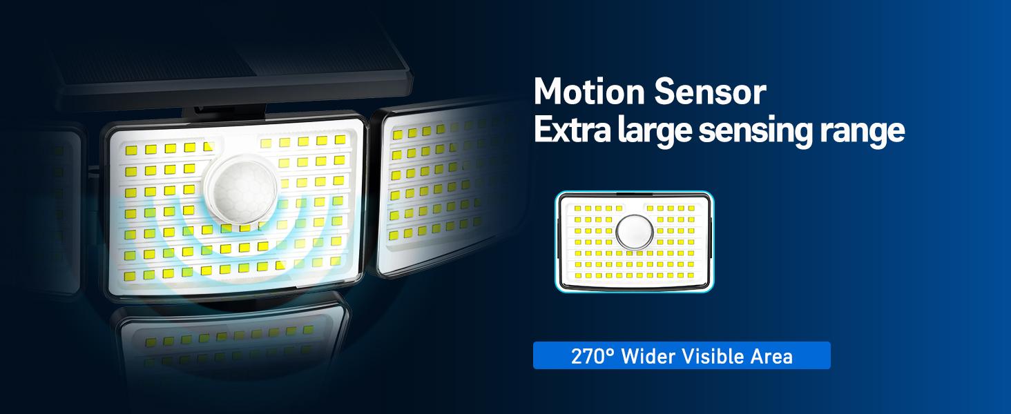 DEEPN Solar Outdoor Motion Lights - Upgraded 4 Heads 188 LED Security Lights with Motion Sensor Lights, IP65 Waterproof 270° Wide Angle Flood Wall Lights for Home Darkroom Backyard