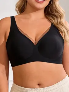 Wireless Jelly Bra For Women, Full Coverage Push-Up Bra, Comfortable Natural Lift Seamless T Shirt Bralette, Sexy Lace Design, Summer Essential, Plus Size Push Up Women's Lingerie, All Day Comfort Home Work Sleep Bra, Mother's Day Gift For Wife And Mom