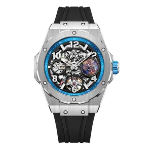 WM Watch Welly Merck Men Watches Automatic Mechanical Skeleton Watch Universe Planet Series 80 Hours Power Reserve WM137