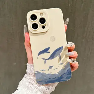 Cartoon Whale Pattern Phone Case, Anti-drop Cellphone Protective Case, Total Protective Shockproof Mobile Phone Cover for iPhone
