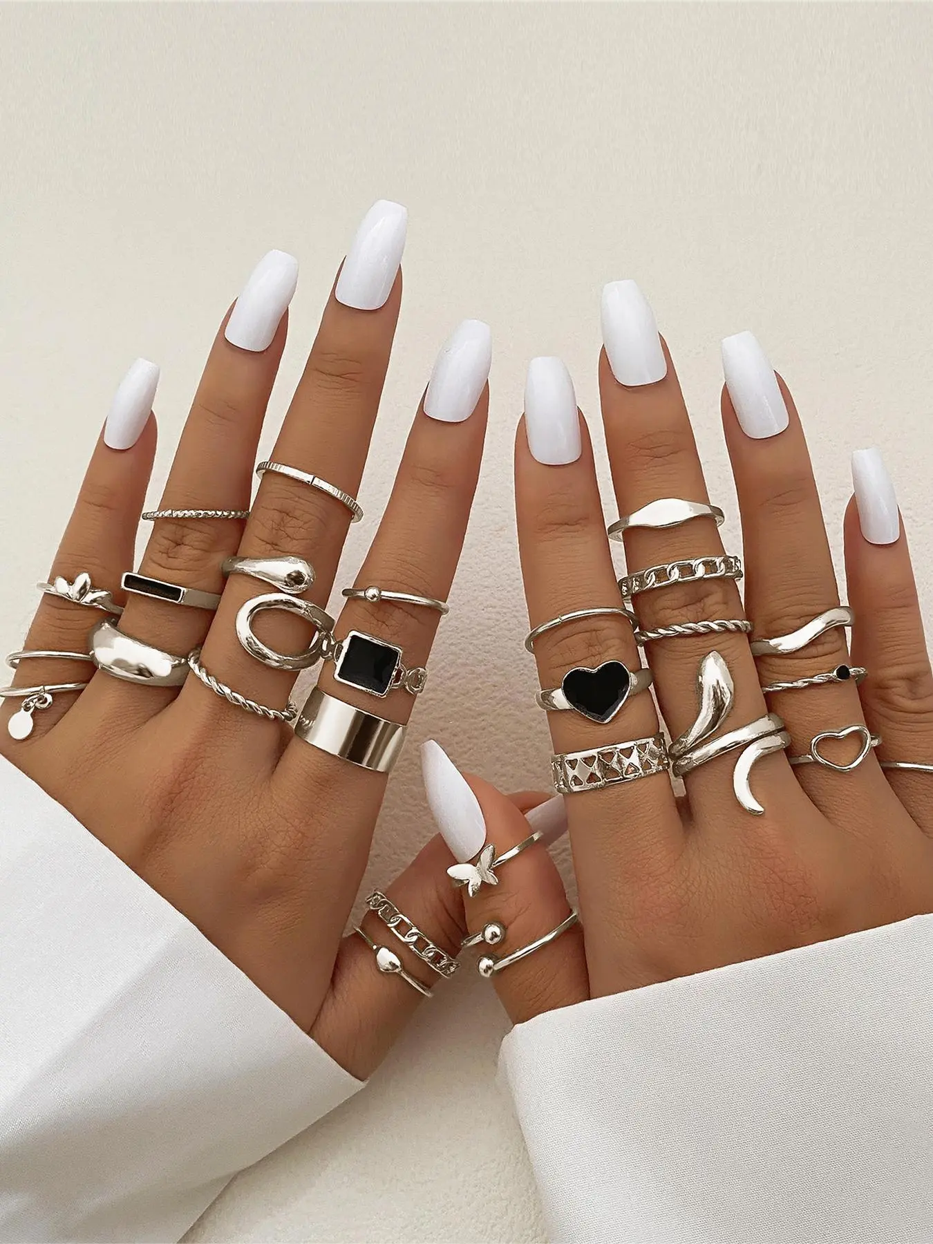 Simple Style Ring, 27 Pcs, Stacking Ring Set, Stackable Rings, Dainty Stacking Rings, Casual Butterfly & Hollow Out Heart & Chain & Braided Ring for Women & Girls, Perfect Gift