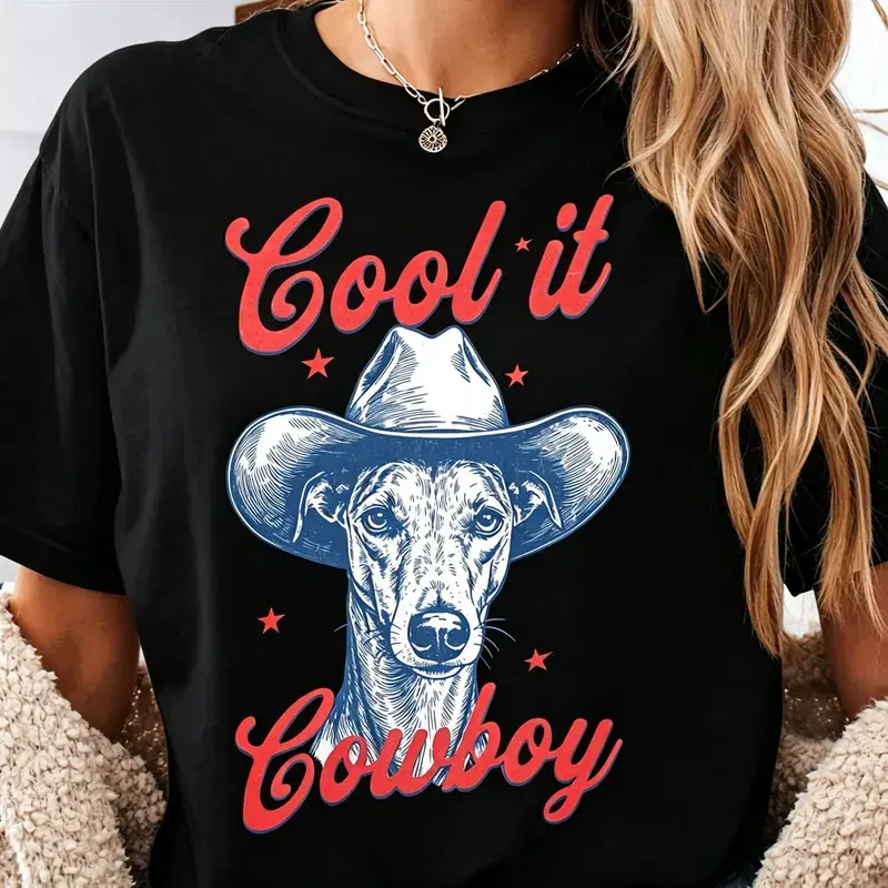 Cool It Cowboy Whippet Shirt, Western Cowboy Dog T-Shirt, Whippet Mom Gift