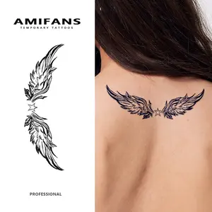 AMIFANS Temporary Tattoo Angel Wings with Star, Semi Permanent Tattoo,Lasting 1-2 Weeks Tattoo, Long Lasting Tattoo, Juice Tattoo, Realistic Tattoo, Romantic Tattoo, Fake Tattoo, Waterproof, Authentic Tattoo Look, Niche Design Tattoo, Fruit Tattoo
