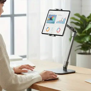 Adjustable Tablet Computer Stand, Tablet Desk Stand, Office Digital Accessory Heavy Duty Ergonomic Design Multi Device Mount Flexible Viewing Helper for Streaming Gaming Video Calls Online Classes E Reading Work Study Suitable for Streamers