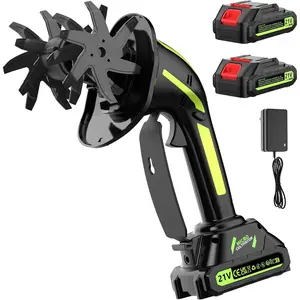 21V Cordless Tiller Cultivator for Gardening, Electric Garden Tiller Hand Tiller with 5.0Ah*2 ,  Lightweight Handheld for Lawn Soil