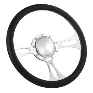 14" Billet Steering Wheels Black Half Wrap Ford Thunderbird Mustang EXP w/ Horn