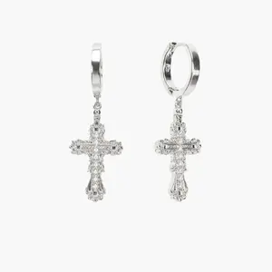 en route Everette Cross Earrings in Silver, Celestial Pearl Cross Design, Versatile Jewelry Perfect for Daily Wear, Layered Styling & Mix-and-match Outfits