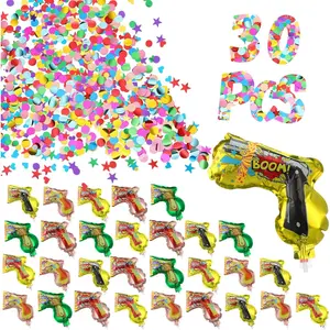 30 Pcs Fireworks Guns Handheld Confetti Poppers Multicolor Inflatable Confetti Fireworks Gun Confetti Shooter for Party Supplies Birthday Wedding Valentine's Day Irish Decor Favors