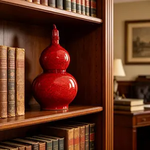 16.5 Inch Gourd Vase, New Chinese Style Ceramic Covered Gourd Vase, Ideal for Living Room, Wedding, Office Decor, Modern Farmhouse Decoration