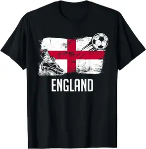 England Shirts, England Flag Soccer T-Shirt Cotton Fashion Casual Classic