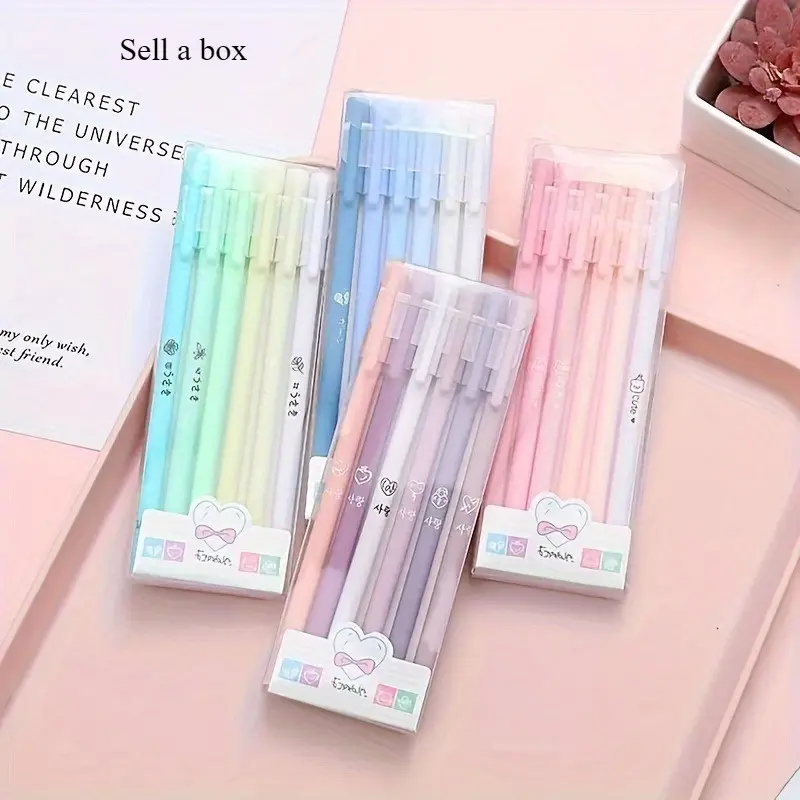 Morandi colored neutral pen, ultra-fine pointed porous pen, Kawaii office school stationery, black ink neutral pen set, Smooth Writing Pens