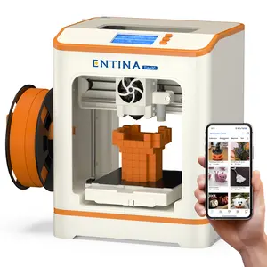 Entina Tina2C Mini 3D Printer for Kids & Beginners – Fully Assembled, Ready in 8 Minutes, App & WiFi Control, 1500+ Models, 20+ DIY Modules, Auto Leveling, High Precision for Home & STEM Learning