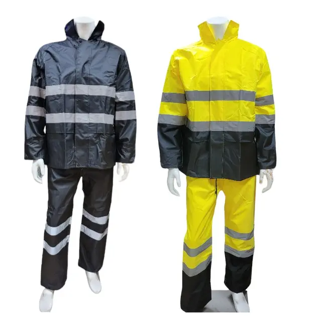 High Visibility Stripes Reflective Outdoor Waterproof Workwear - Durable Rain Suit, Lightweight Rain Coat, Full Body Clothes for Home Improvement Work Safety