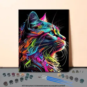 Cat Pattern DIY Painting By Numbers Kit, 1 Set Colorful Painting By Numbers Kit without Frame, DIY Wall Art Painting for Home Decor
