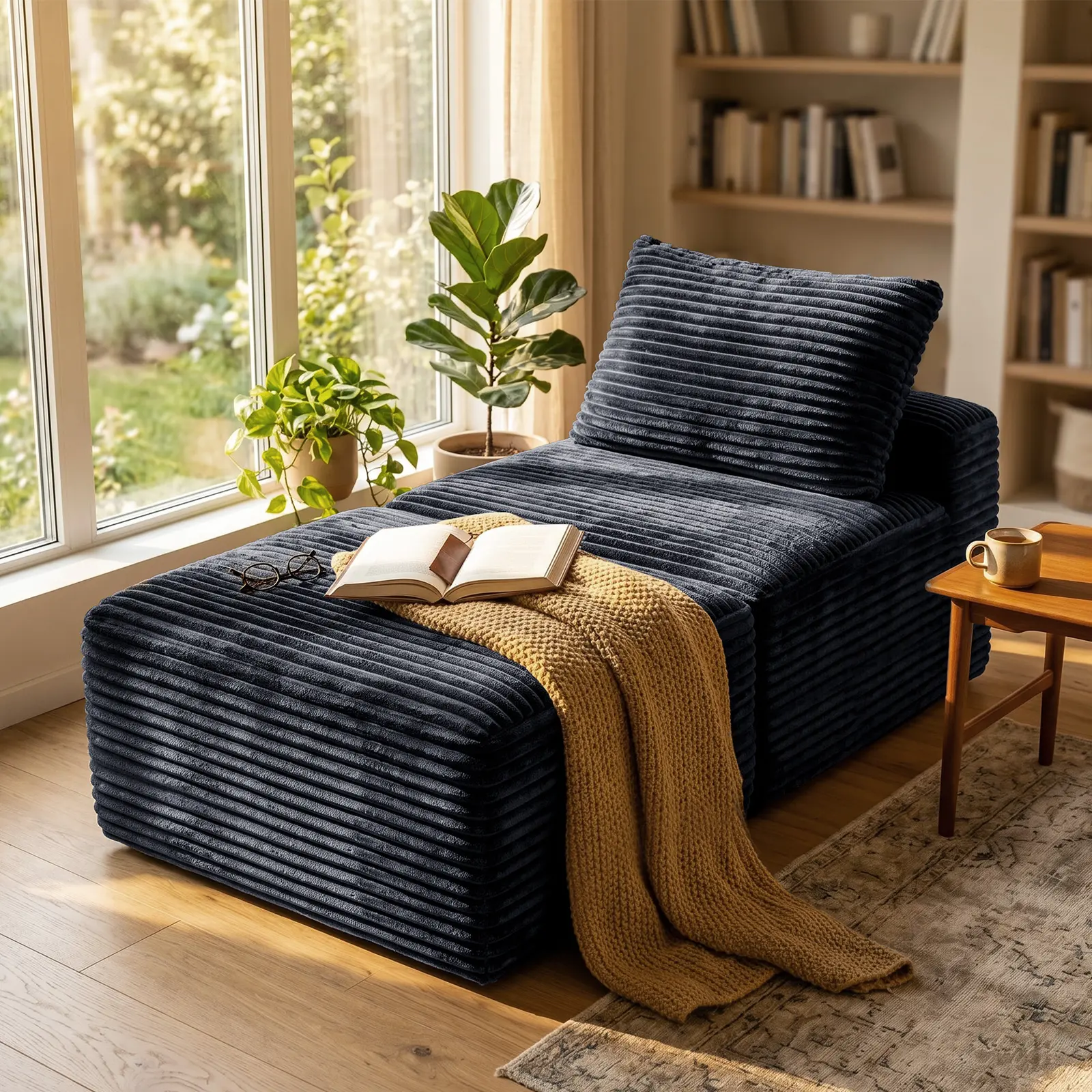 ELHRSWW Durable Ultra-Plush Ribbed Corduroy Cloud Sleeper Sofa - Boneless Modular Sectional Couch with Deep Seats, Units Sold Separately, Mix & Match for Custom L-Shape/U-Shape Layouts, Fully Assembled Ready-to-Use Couches for Living Rooms