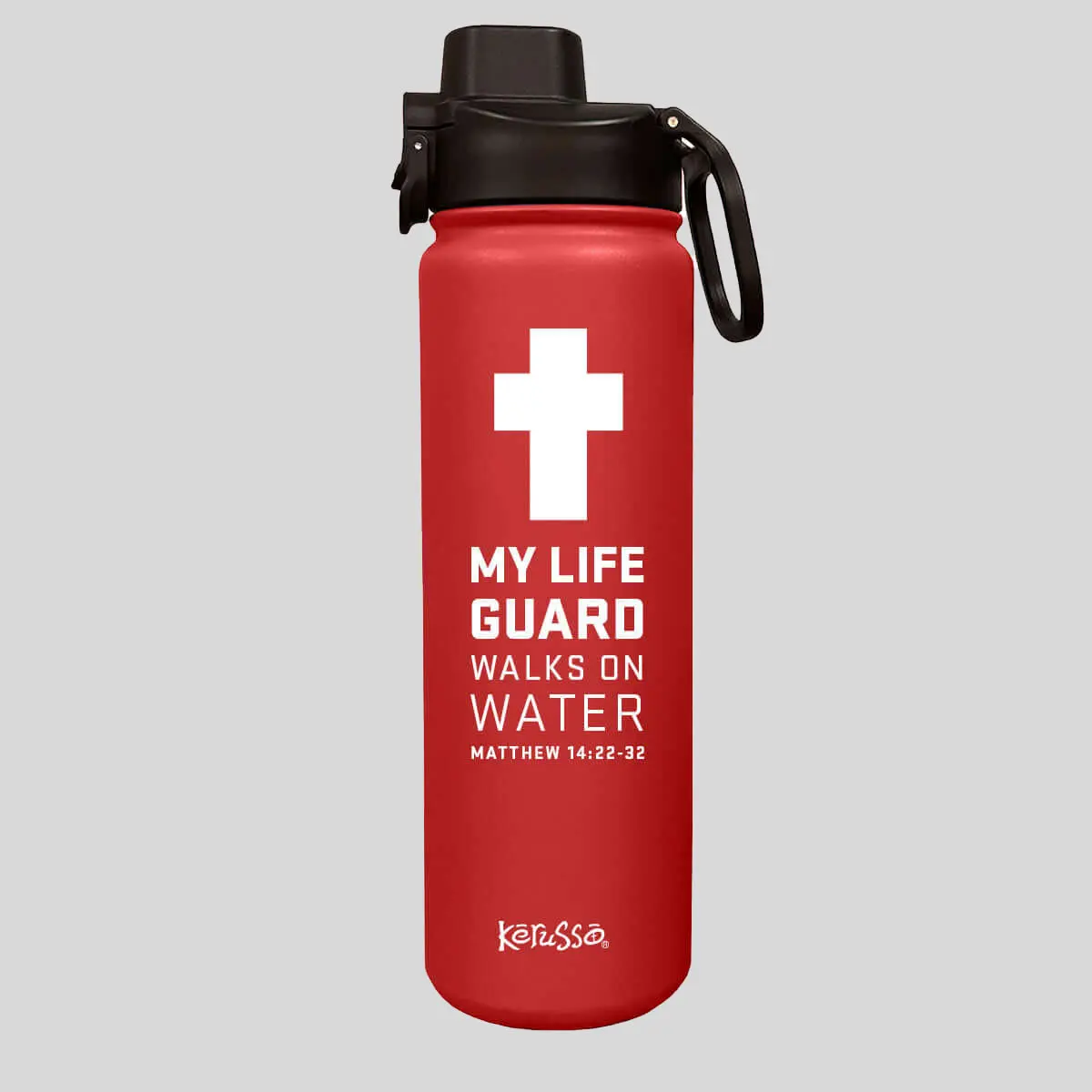 Kerusso 24oz Stainless Steel Inspirational Water Bottle - Portable Leak-Proof Drink-Keeping Vacuum Flask Tumbler with Screw-Top Seal Secure Lid, Heat Resistant, Sweat-Free, Slip-Free Grip, Hand Wash Only for Adults