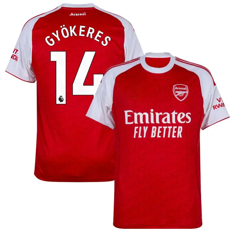 Unisex Soccer/Football Arsenal Team Viktor Gyokeres 14 Champions Language/Premier League 2025/26 Home Replica Jersey - Red