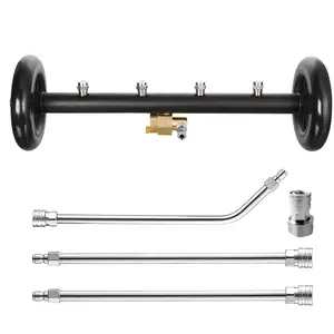Tool Daily 16-in Dual-Mode Undercarriage Pressure Washer Attachment, 4000 PSI Quick-Connect Cleaner with 3 Extension Wands, Father's Day Gift