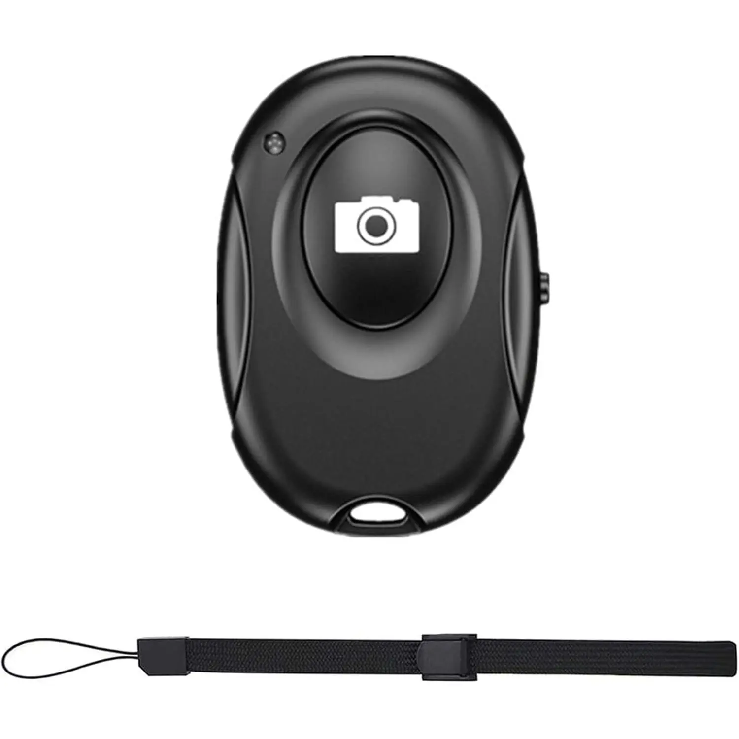 Wireless Bluetooth Camera Shutter Remote Control - Plastic Mobile Camera Accessory for iPhone (iOS), Android Smartphones, Includes Strap, Tripod-Ready Connection, CR Series (CR2032) Batteries, 50 Ft Range, Black for Hands-Free Shots
