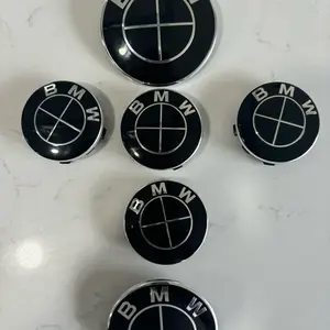 BMW 6PCS 56MM Wheel Center Caps (5x112 Finish), Black Hood & Trunk Emblems, Vehicle Exterior Decoration Automotive Accessories with Optimal Protection for BMW