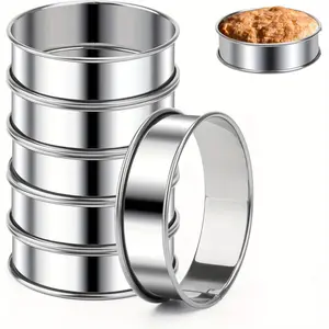 6pcs English Muffin Rings Crumpet Rings Stainless Steel Double Rolled Nonstick Metal Round Tart Ring Molds for Cookie Cooking Baking Non Toxic Bakeware