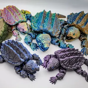 Iridescent Articulated Snapping Turtle, Color Shifting Flexi Fidget Toy, this Realistic Turtle Figure is a Perfect Gift or Desk Display