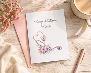 Personalized Floral Stethoscope Nurse Graduation Card, Nursing Student Congratulations  [Note: Please send the name right after placing your order successfully]