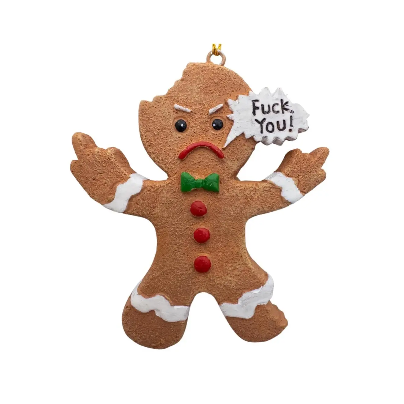 Mad Gingerbread Man Giving The Middle Finger Christmas Tree Naughty Funny Ornament