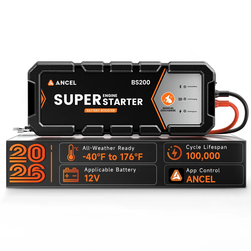ANCEL BS200 Super Capacitor Jump Starter with App Battery Check for 12V Cars & SUVs, Never Get Stranded by a Dead Battery Again,car accessories
