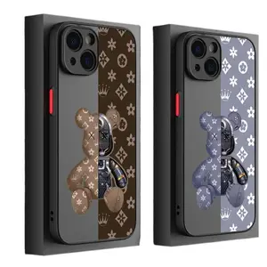 Luxury Robots Bears Matte Silicone Phone Case – Shockproof Anti-Drop Soft Cover, Compatible with iPhone 11-17 Pro Max & Plus & Mini, Viral Streetwear Aesthetic Gift
