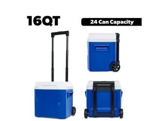 Laguna 16 QT Ice Chest Cooler with Wheels Blue 24 Can Capacity Portable Ice Chest for Outdoor Use