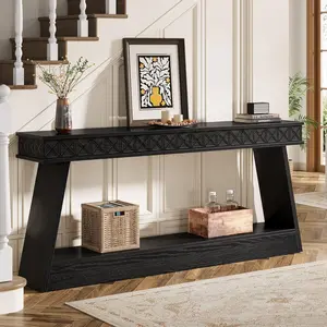 LITTLE TREE Modern Console Table, 71-Inch Extra Long Entryway Table with Storage, 2-Tier Narrow Sofa Table Behind Couch, Farmhouse Wooden Accent Table for Living Room, Hallway, Foyer