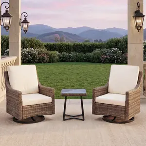 Varmoza Outdoor Swivel Rocker Chair, Patio Chair with Premium Cushions, High Back Wicker Patio Rocking Glider for Deck, Porch, Yard & Poolside