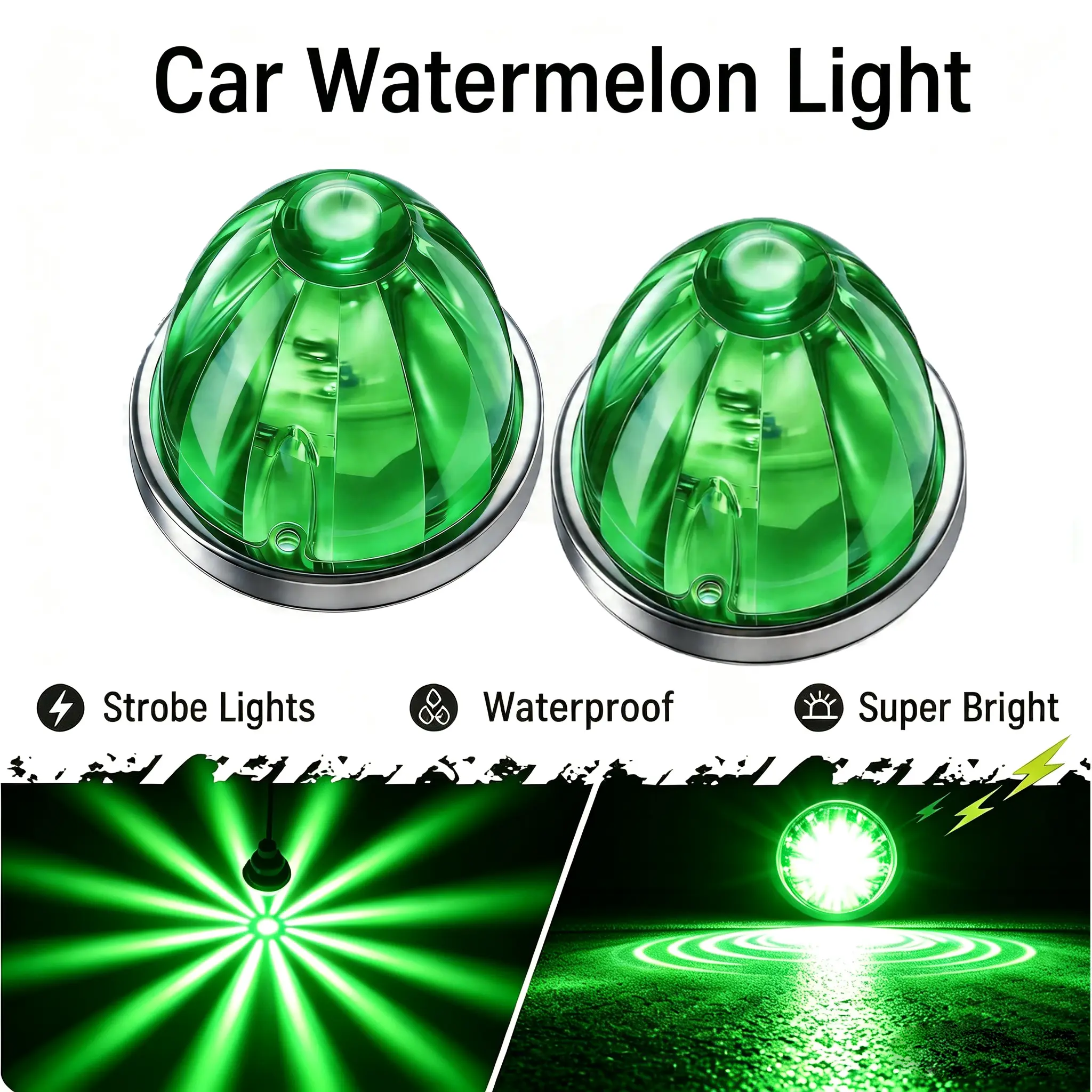2/4PCS Watermelon Design Plastic Car Chassis Lamps - Car Lighting, Truck Accessories, Strobe Warning Light with Constant Marker Function for Heavy Duty Vehicles - Ambient Lighting LED Module