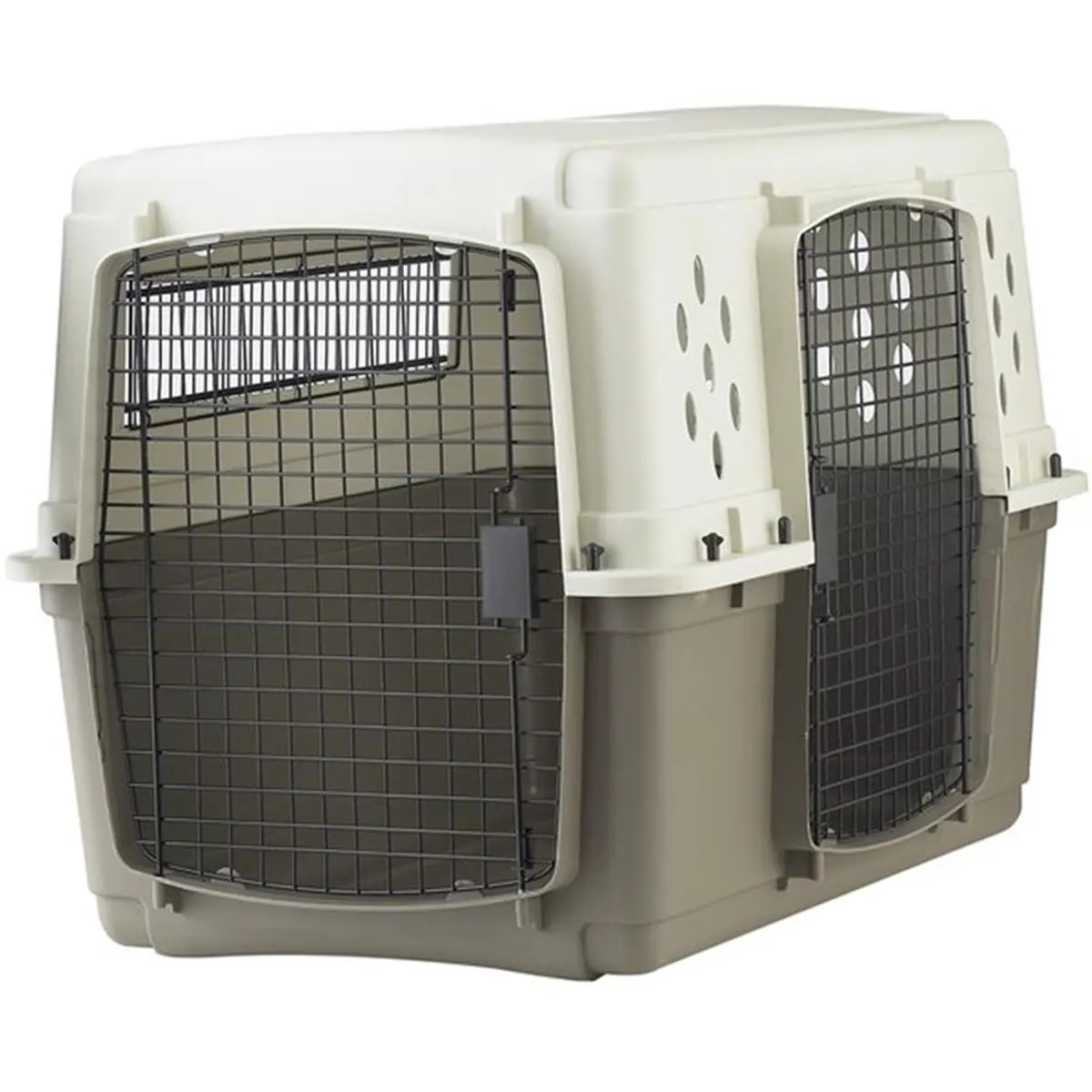 212 MAIN Large Plastic Dog & Cat Crate by Miller Manufacturing Company - 26x24x37 in., Double Doors, Rear Vented, Secure Latch, Portable Pet Carrier (20.27 lbs)