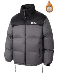 A must-have cotton jacket for men in winter! Contrast color stand collar, windproof and warm, perfect for outdoor leisure puffer jacket, men jackets for winter