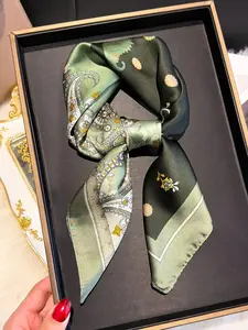 Women's Elegant Patchwork Print Square Scarf, Fashionable Soft Comfortable Scarf for Daily Wear, Casual Versatile Bandana for Women Tie