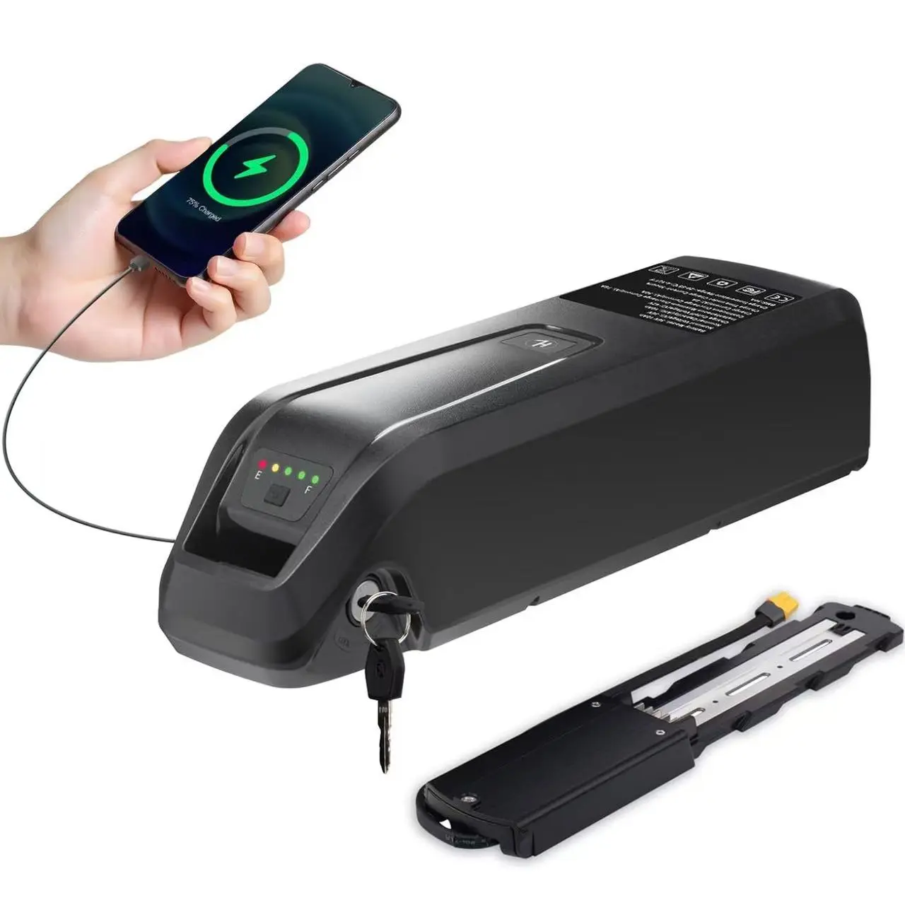 Bydrena 48V 10Ah Powerful Performance E-Bike Battery with 30A BMS, 1500+ Cycles, 5-Pin Connector, 250W-1000W Motors Compatibility, Safety Lock, USB Port, LED Indicator, Moisture Protection for Electric Scooters, Mountain Bikes, Scooter